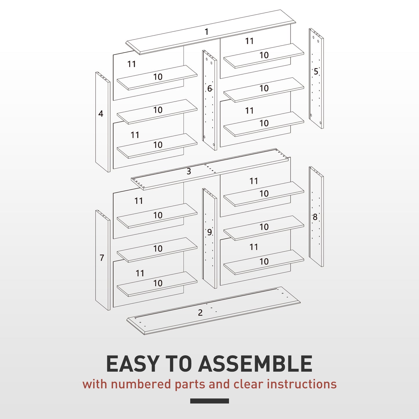 16-Compartment Media Shelf - Black