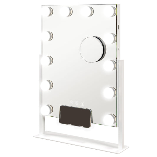 12 LED bulb Tabletop Makeup Mirror, with Adjustable Settings