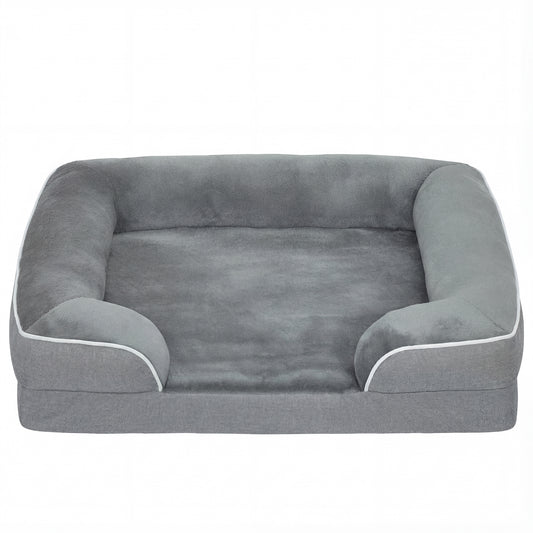 Dog Sofa Bed, Washable Pet Bed with Removable Cover and Non-Slip Bottom for Cats and Small Dogs, Grey