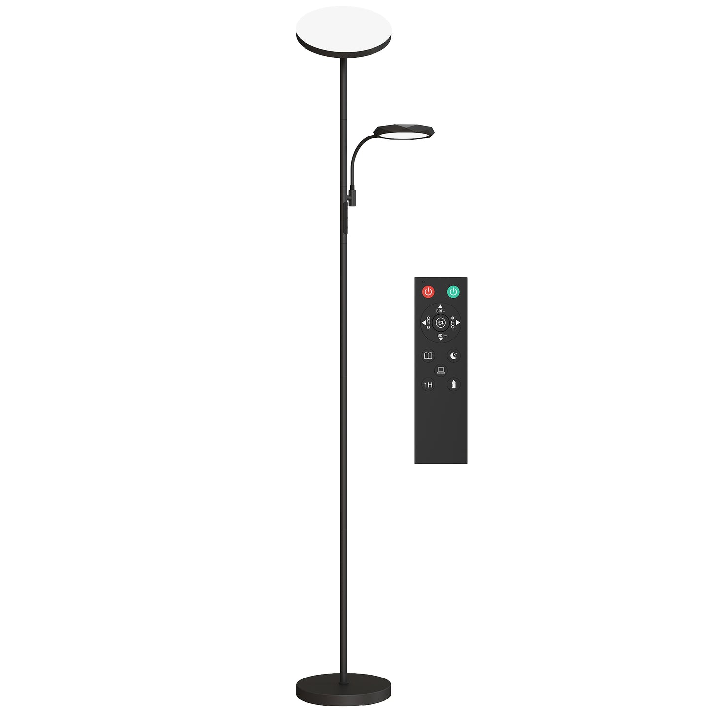 LED Floor Lamp for Living Room, Stepless Dimmable Standing Lamp, Mother and Child Uplighter with Reading Light
