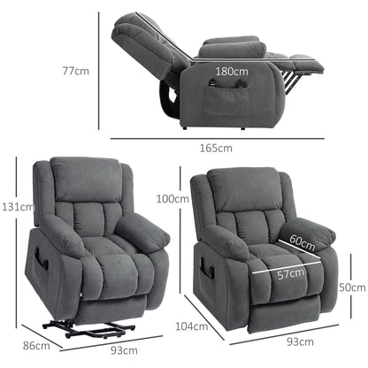 Recliner Armchair Lift Chair, Electric Recliner Chair with Vibration Massage and Heat, Wide Seat, USB Port, Grey
