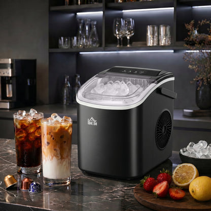 Ice Maker Machine Countertop, 12 KG in 24 H, 9 Cubes in 6 Mins, Portable Ice Cube Maker with Handle