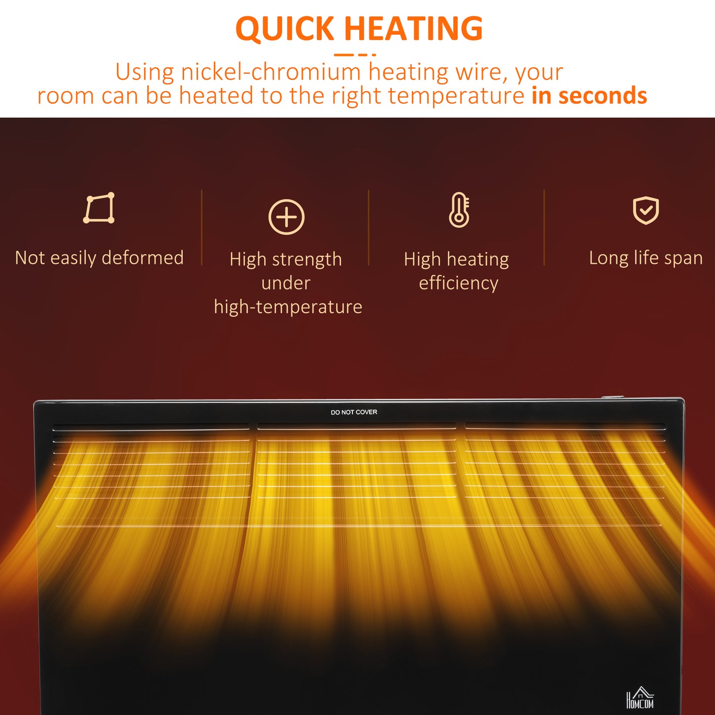 POWER Convector Radiator, Energy Saving Freestanding or Wall-mounted Heating with 2 Heat Settings Safety Cut-Off, Black