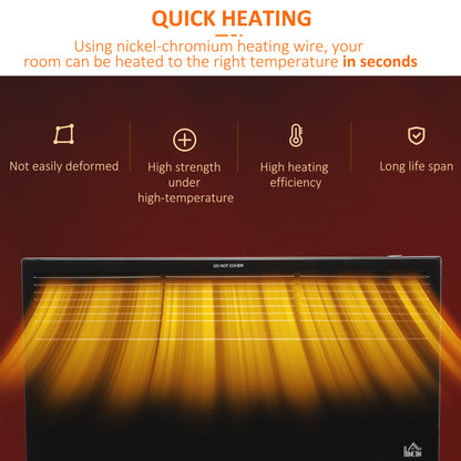 POWER Convector Radiator, Energy Saving Freestanding or Wall-mounted Heating with 2 Heat Settings Safety Cut-Off, Black