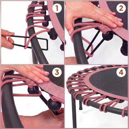 40" Foldable Fitness Trampoline Rebounder with Handle, Pink