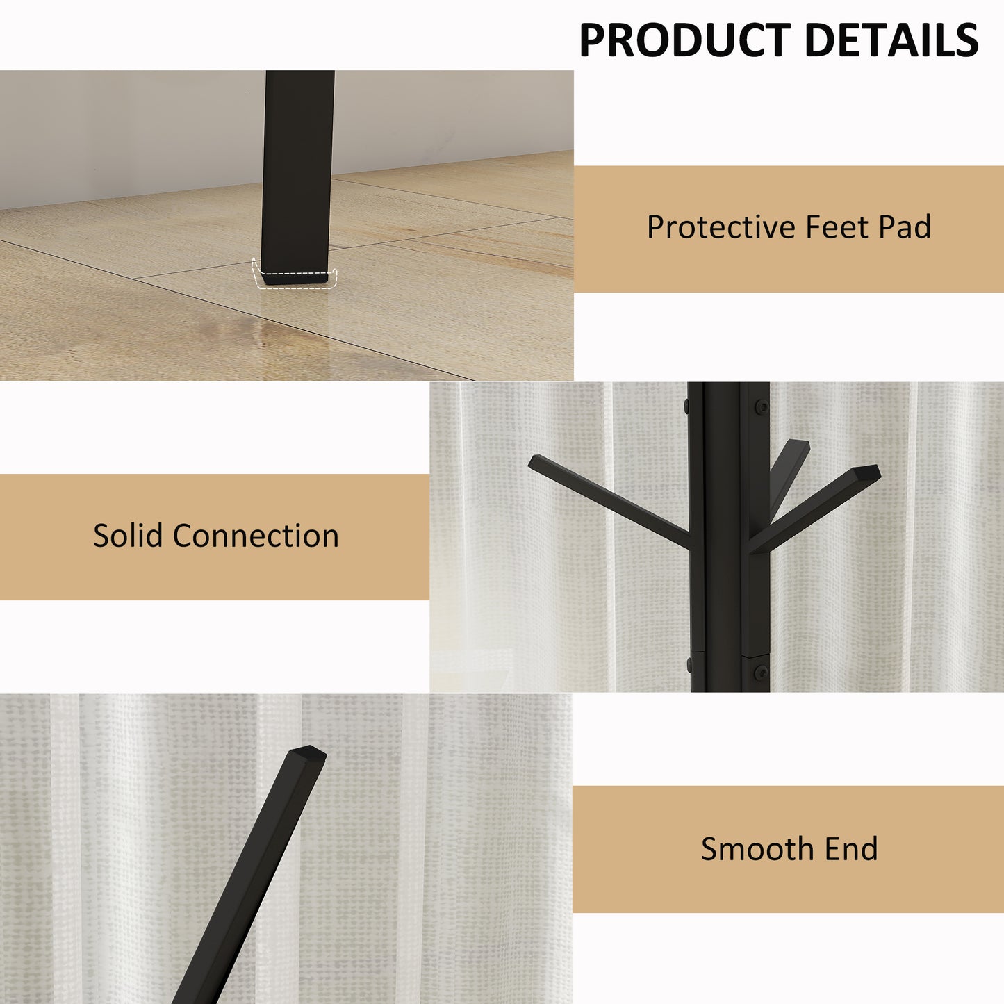 Freestanding Metal Coat Rack Stand 9 Hooks Clothes Tree with 1 Shelf Hat Display Hall Tree Hanger Bag Umbrella Hanging Organi