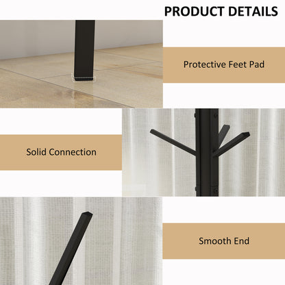 Freestanding Metal Coat Rack Stand 9 Hooks Clothes Tree with 1 Shelf Hat Display Hall Tree Hanger Bag Umbrella Hanging Organi