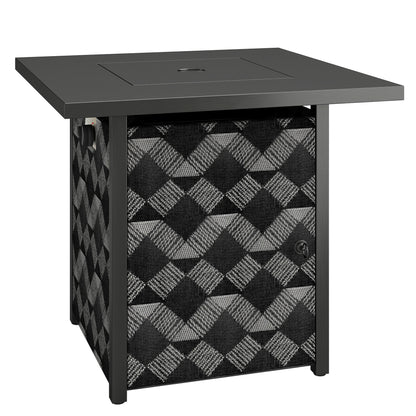 Square Propane Gas Fire Pit Table,12 KW Firepit Outdoor Patio Heater with Glass Wind Guard, Lava Rocks, Gas Tank Holder