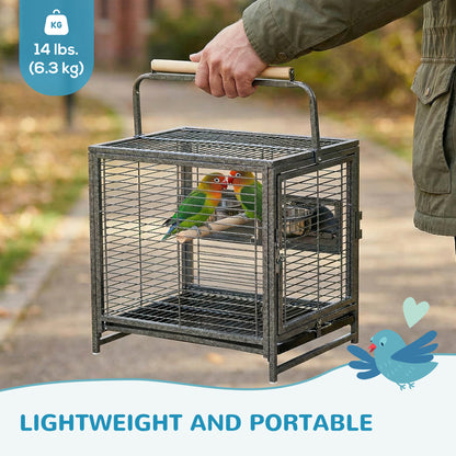 Parrot Cage, Travel Carry Pet Bird Cage, with Metal Handle