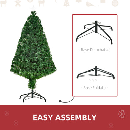4FT Pre-Lit Fibre Optic Artificial Christmas Tree Holiday Xmas Décor with Tree Topper Multi-Colour