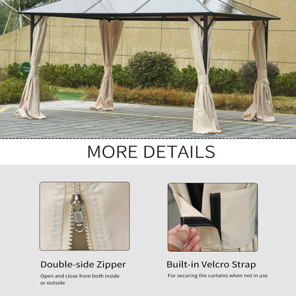 Replacement Gazebo Curtains, 4-Panel Gazebo Side Panels Only, for 3 x 3 (M) Gazebos or Pergolas, Hooks/C-Rings Included