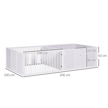 7 Panels Playpen with 3 Doors for Baby Dogs, Two-Room Design Puppy Whelping Box - White