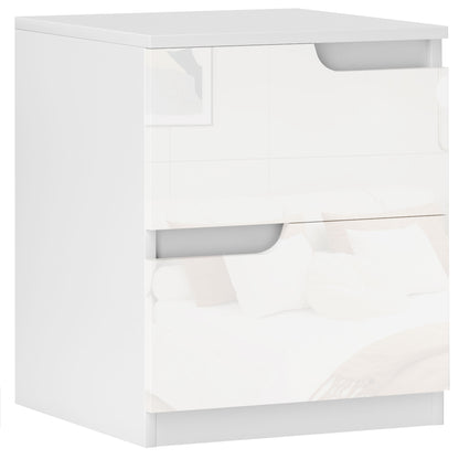 High Gloss Bedside Table - White