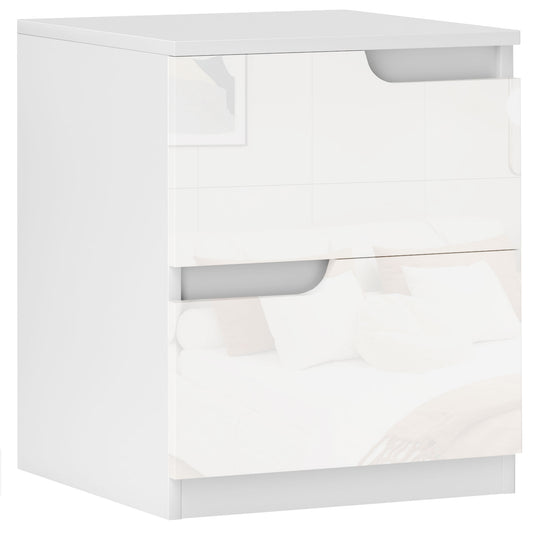 High Gloss Bedside Table - White
