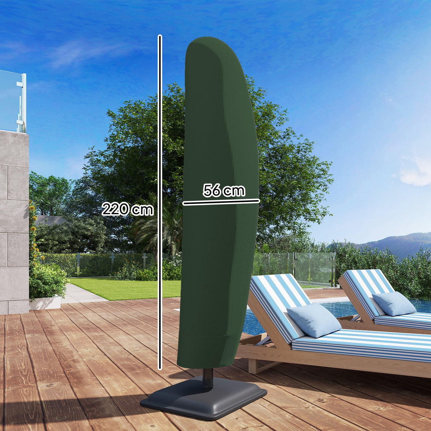 Parasol Cover, 300D Oxford Cantilever Umbrella Cover Fit for 2-4m Parasol, Green