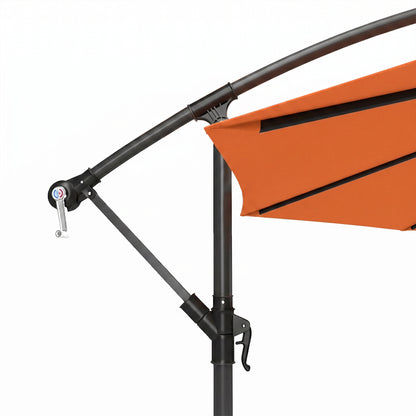 3 m Cantilever Parasol with Cross Base, Offset Outdoor Umbrella with Crank Handle, Hanging Sun Shade, Orange