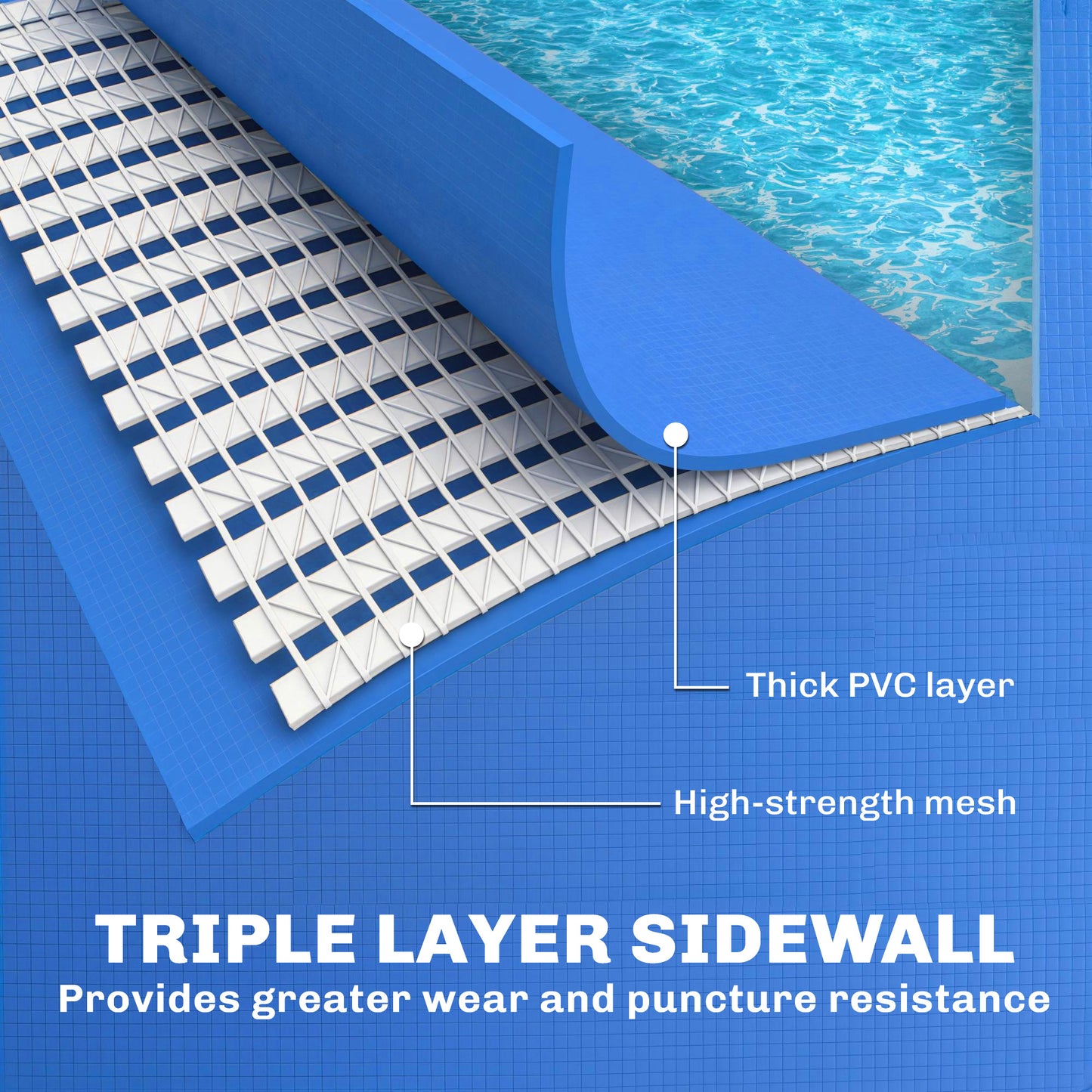 Metal Frame Swimming Pool, Rectangular Above Ground Frame Pool with Repair Patch, 229 x 160 x 43 cm, Blue