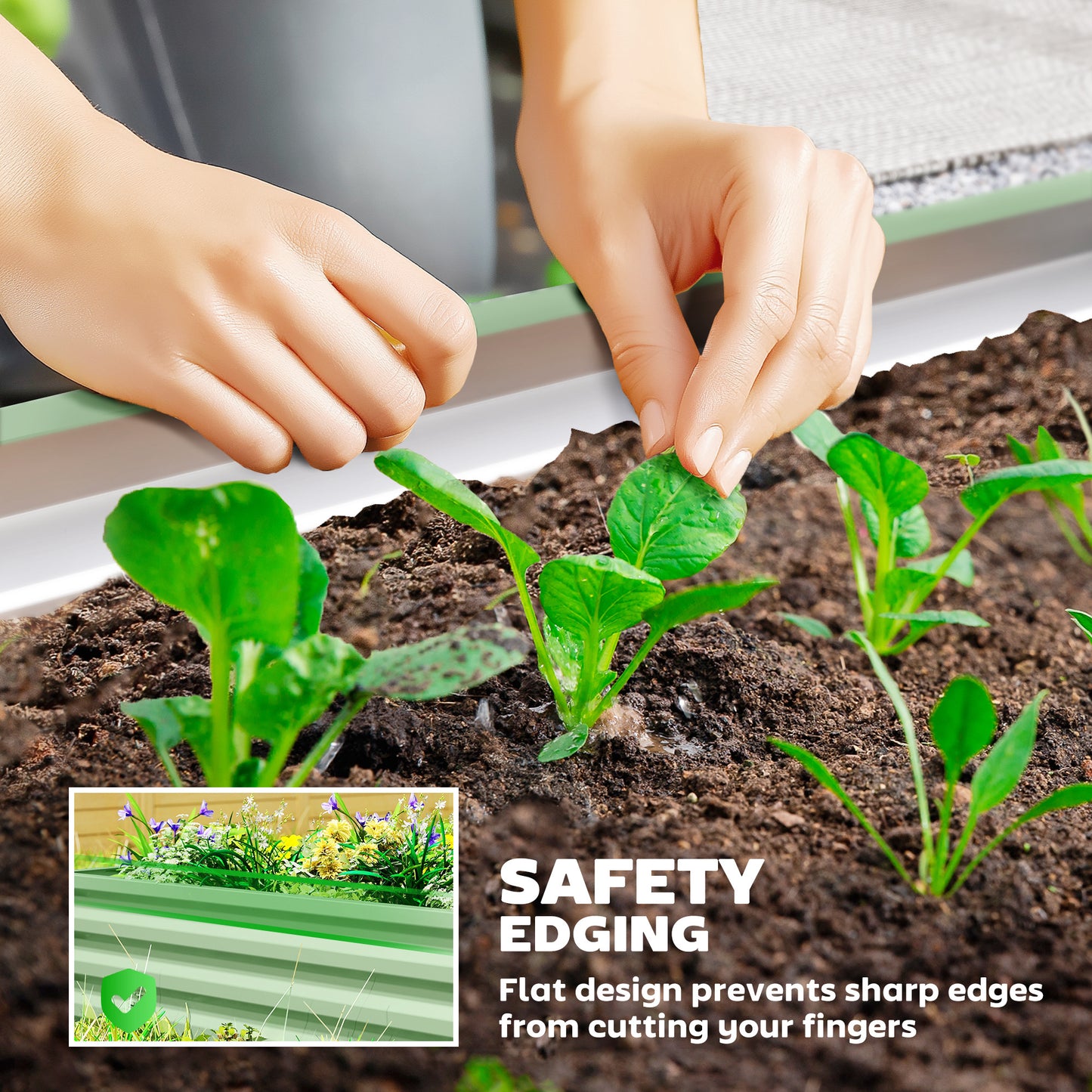 Set of Two 110 x 50cm Steel Planter Boxes - Light Green
