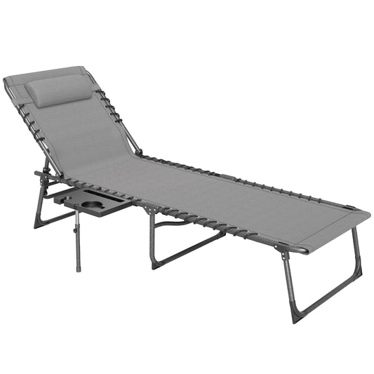 Five-Position Reclining Sun Lounger - Grey