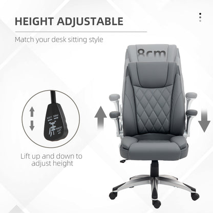 Faux Leather Executive Swivel Office Chair - Dark Grey