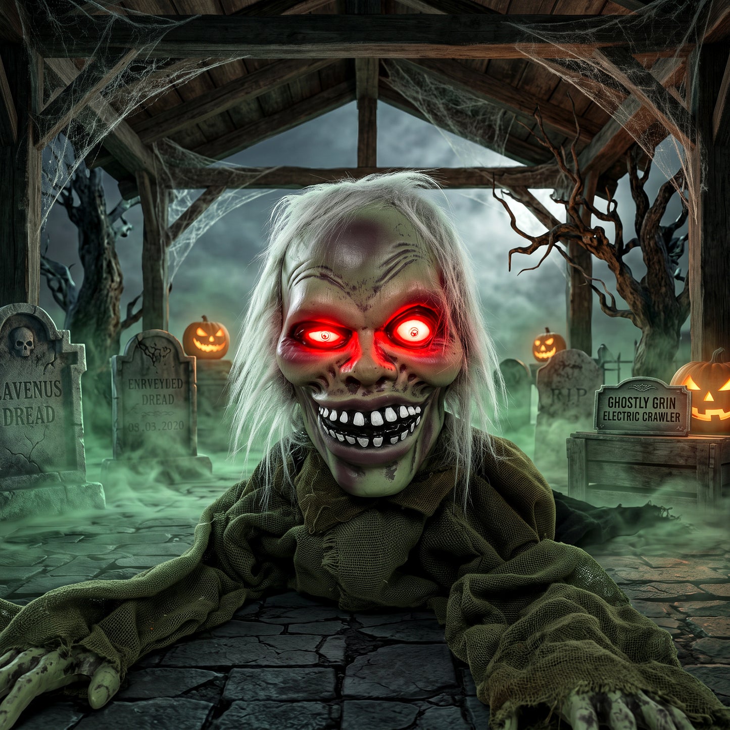 Halloween Decoration Halloween Animatronic Crawling Zombie with Light-Up Eyes and Creepy Sound