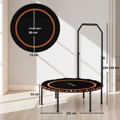 40" Foldable Fitness Trampoline Rebounder with Handle, Orange