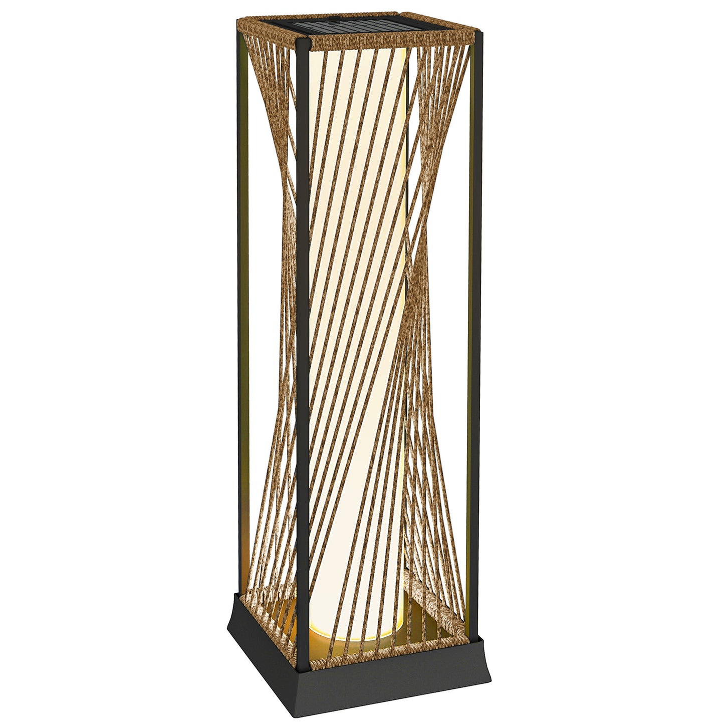 Rattan Solar Garden Lights, Auto On/Off LED Floor Lamp, Sand Brown
