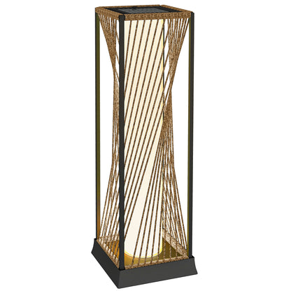 Rattan Solar Garden Lights, Auto On/Off LED Floor Lamp, Sand Brown