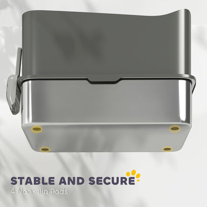 Stainless Steel Cat Litter Tray, Extra Large Enclosed Litter Box with Scoop, Top Entrance, Non-slip Pads, Dark Grey