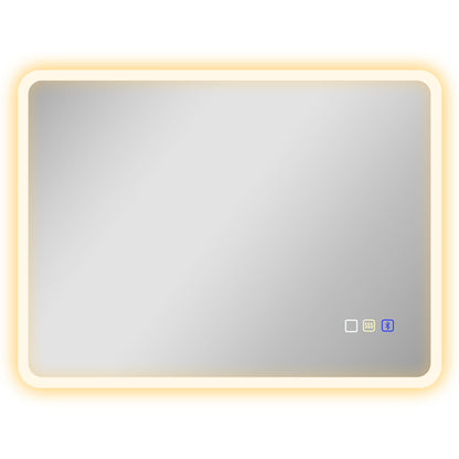 80 x 60cm LED Bathroom Mirror, with Bluetooth - Silver Tone