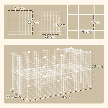 DIY 36 Panel Pet Playpen Metal Wire Fence for Chinchilla, Hedgehog, Bunny, Indoor, Outdoor Use, White