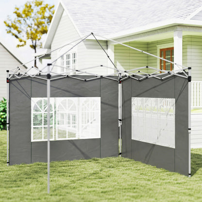 Gazebo Side Panels, Sides Replacement with Window for 3x3(m) or 3x4m Pop Up Gazebo, 2 Pack, Dark Grey