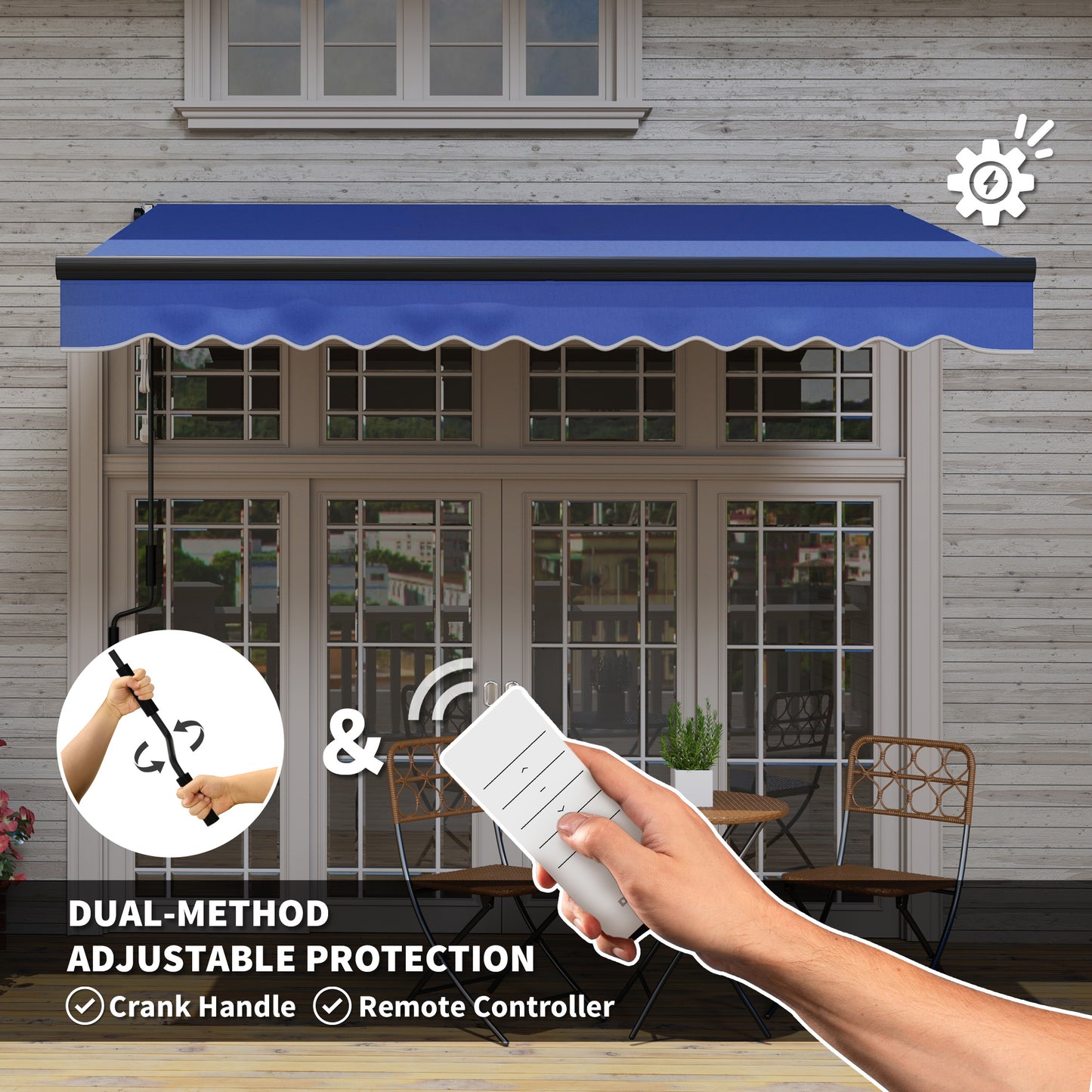 3 x 2.5m Electric Awning with LED Light and Remote Controller, Aluminium Frame DIY Retractable Awning