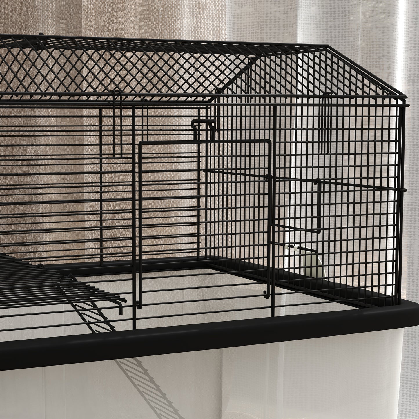 Two-Tier Gerbil Cage, Hamster Cage for Dwarf Hamster w/ Wheels, Deep Bottom, Food Dish, Water Bottle