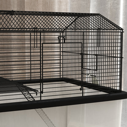 Two-Tier Gerbil Cage, Hamster Cage for Dwarf Hamster w/ Wheels, Deep Bottom, Food Dish, Water Bottle