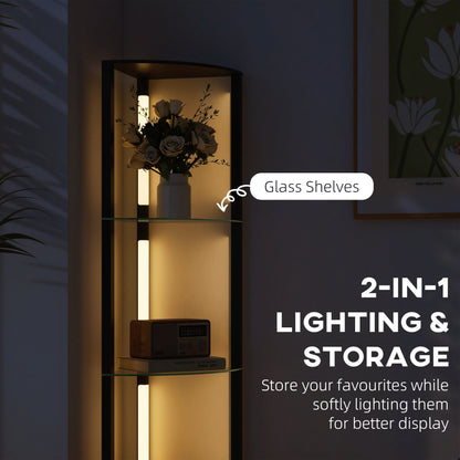 LED Floor Lamp with Shelves, Dimmable Standing Lamp with Foot Switch for Living Room, Bedroom, Black