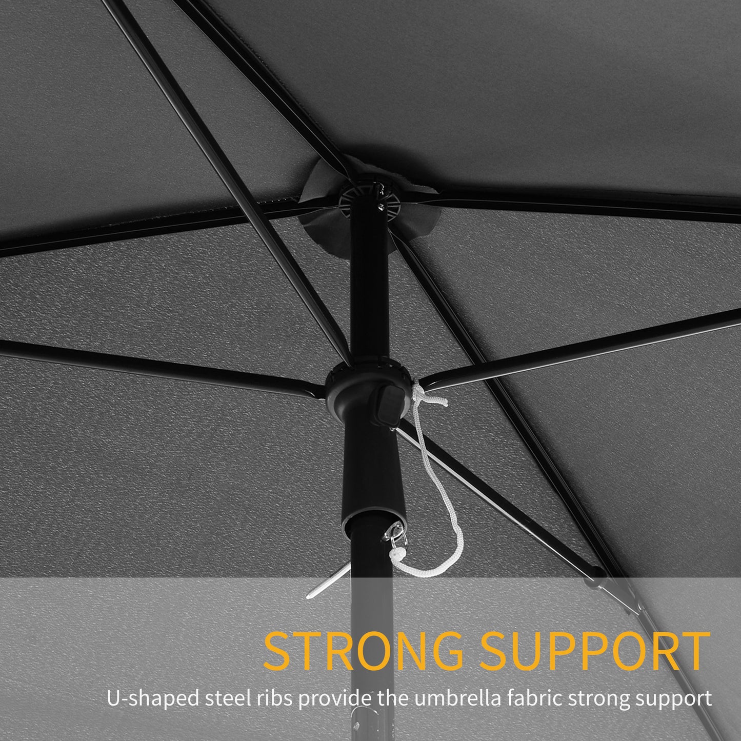 Garden Parasol Umbrella, Outdoor Market Table Umbrella with Ruffles & Aluminium Pole
