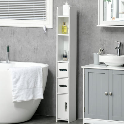 Modern Bathroom Storage Cabinet, Freestanding Tall Bathroom Cabinet with Open Shelves and 3 Cupboards with Door