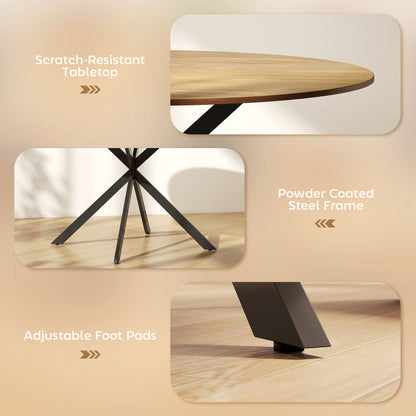 Dining Table for 4, 120 cm Industrial Kitchen Table with Wood Effect Tabletop and Steel Legs, Oak