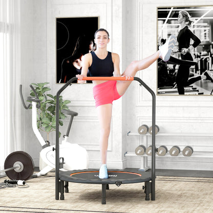 45" Foldable Mini Fitness Trampoline, with Adjustable Foam Handle, Orange