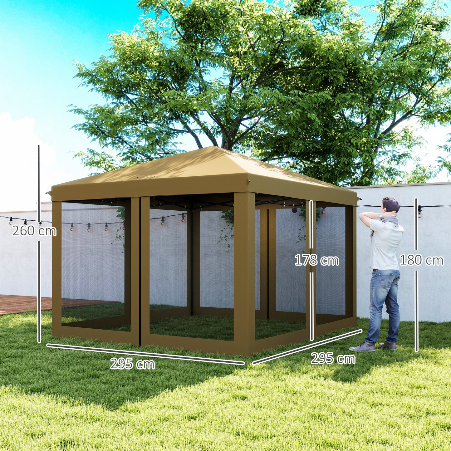 3 x 3 m Pop Up Gazebo, 420D Garden Tent Canopy with Removable Mesh Sidewall Netting, Carry Bag for Garden Patio Outdoor