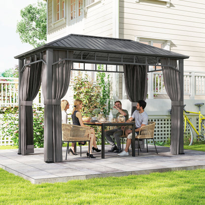 2 x 3.5 m Hardtop Gazebo with Galvanised Steel Roof, Waterproof Permanent Pavilion Garden Gazebo
