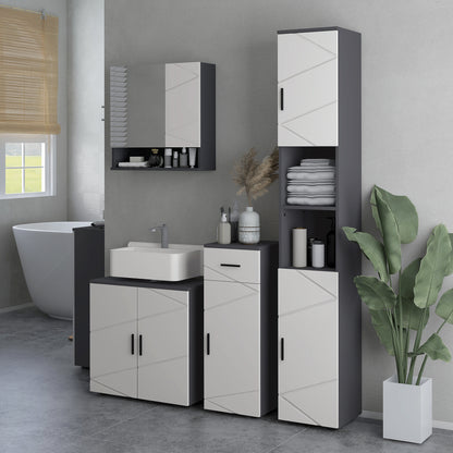 Under Sink Bathroom Cabinet, Bathroom Vanity Unit, Basin Storage Cupboard with Double Doors and Shelf