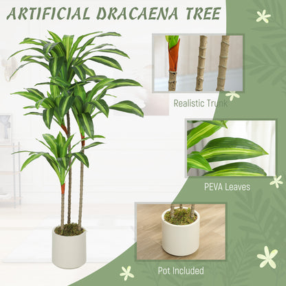 120cm Artificial Dracaena Tree with Bendable Trunks - Green