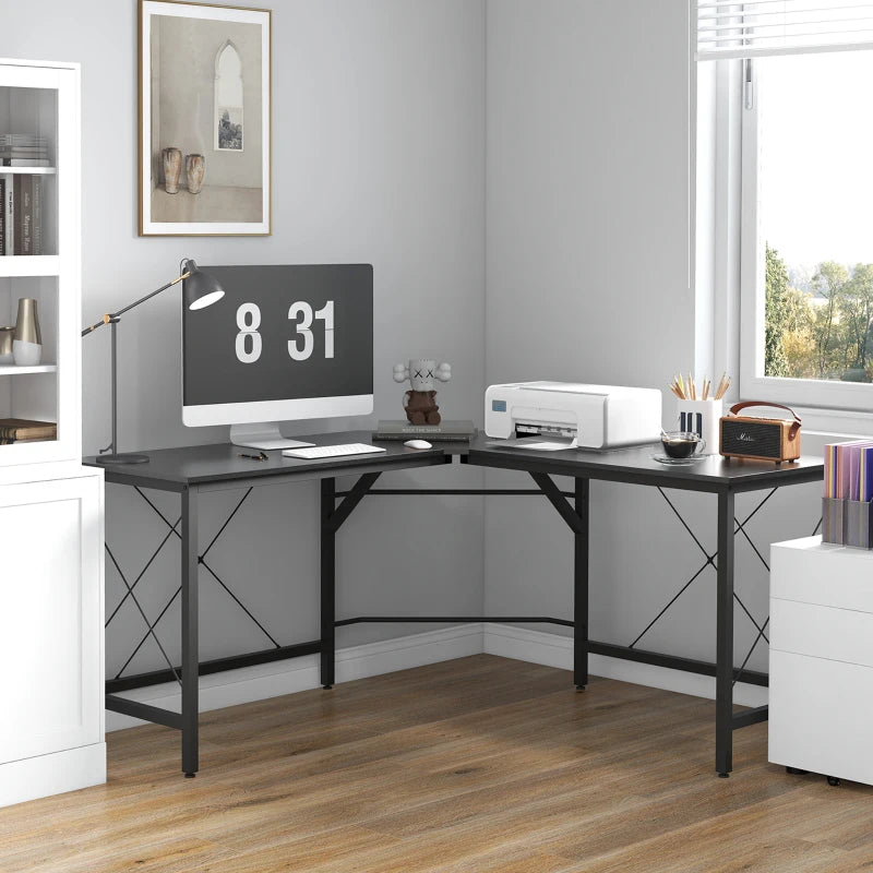 L-Shaped Corner Desk, Computer Desk for Home Office - Black