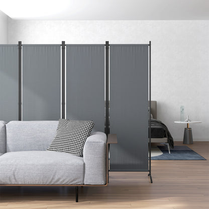4 Panel Folding Room Divider, 1.7m Privacy Screen with Wide Feet, Portable Freestanding Metal Partition Separator for Office