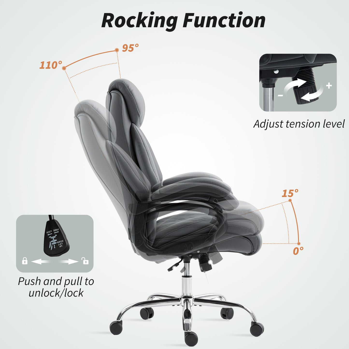 Super Padded Faux Leather Office Chair - Charcoal Grey