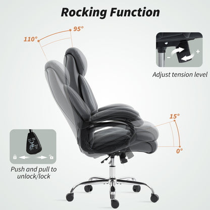 Super Padded Faux Leather Office Chair - Charcoal Grey