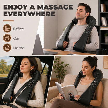 Neck and Shoulder Massager with Heat, Deep Tissue Shiatsu 3D Kneading Massager for Neck, Back, Waist, Foot and Leg