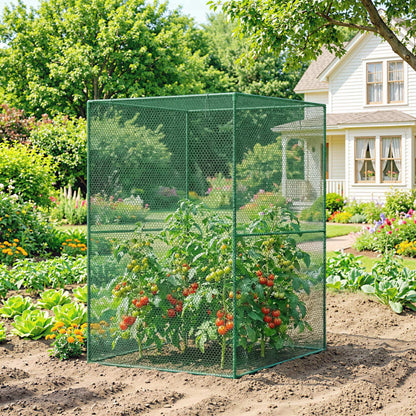 120 x 120cm Compact Plant Cage, with Netting - Green